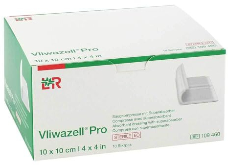 VLIWAZELL Pro superabsorb.Kompr.steril 10x10 cm 10 St