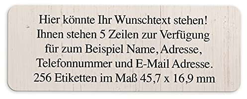 Adress-Aufkleber | PERSONALISIERT | 256 Stück | kleine Etiketten mit Wunsch-Text - Fotomotiv Farbe Holzmuster 2 | für Namen und Adressen