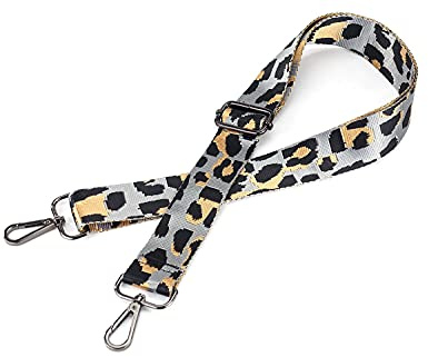 Naehgedoens Leo Jacquard Taschengurt Animal Print Grau, Schwarz verstellbar Taschen-Riemen zum Wechseln Kamaragurt