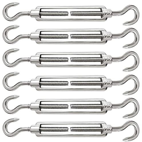 6 Pezzi M5 Tenditore Acciaio Inox 304 Tenditore Filo Regolabile Tenditori Gancio e Gancio per Cavi in ​​Acciaio Tenditori per Funi