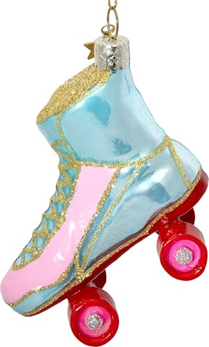 SIKORA Rollschuh besondere Weihnachtskugel Glas Christbaumschmuck Deko Figur Weihnachten Anhänger Ornament - Trend Line - BS549