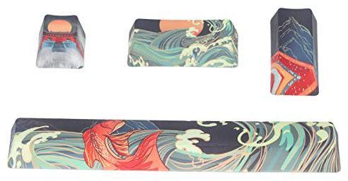 ASHATA Custom Gaming Keycap - Heat Sublimation Bright Color Koi Keycap Gaming Keycaps Universal for Mechanical Keyboard for Space Key, ESC Key, Enter Key, Numpad Enter