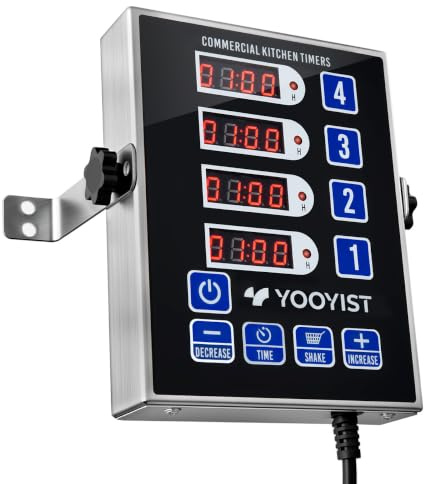 YOOYIST Professionelle Digitale 4-Kanal-Laut-Erinnerung, robuster Edelstahl für Lebensmittel, Fritteuse, Backen, Pizza, Kaffee, Küchentimer, kommerzielle Restaurant-Kochtimer