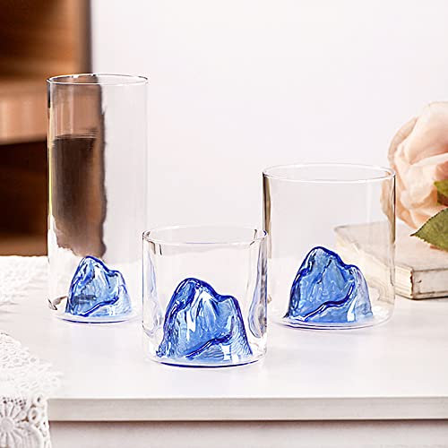 HALAWAKA Lot de 2 verres à vin en cristal transparent avec intérieur montagne, verres à boire pour eau, jus, bière, vin, whisky et cocktails