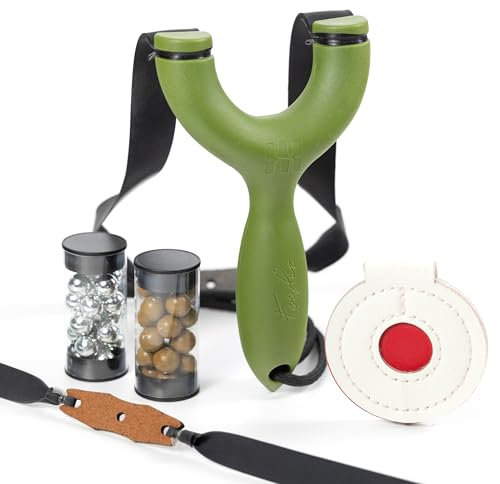 SimpleShot Sparrow Schleuder von Zach Fowler für Jagd und Zielschießen, mit Munition, Bändern und Spinner Target (Grün)