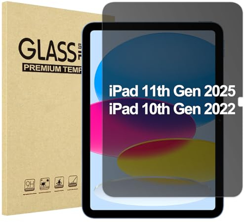 ProCase 1 Stück Sichtschutz Schutzfolie für iPad (A16) 11 2025/ iPad 10. Generation 10,9 2022 Panzer Glas Folie Displayschutz Blickschutz Panzerglasfolie -Links und rechts Sichtschutz | Anti-Spy Panzerglasfolie für iPad 11 2025 / iPad 10 Gen 11 Zoll 10.9 Zoll 2022