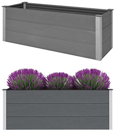 Hommdiy Garten-Hochbeet WPC Pflanzkübel Pflanzkasten Blumenkasten 150x50x54 cm Grau