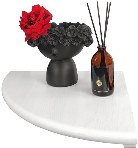 Handgearbeitet Eckregal Hängeregal, Esche Massivholz Eckregal runde Enden Wandregal Holz, Regal Pflanzenregal für Schlafzimmer Wohnzimmer Küche, Ecke, Kinderzimmer, Bücher, Radius 30cm