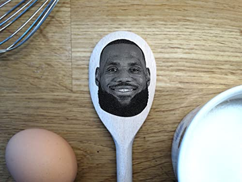 L-Bron James' Face Engraved on a Wooden Spoon (30cm), Birthday