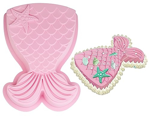 Moule a Gateau en Forme de Sirène Queue,Anti-adhésifs Moule Gateau en Silicone,Moule à Gâteau Sirène Queue,Grand Moule à Gâteau Sirène Anniversaire,Moule Sirene pour Gâteau Au Chocolat Fondant,Rose