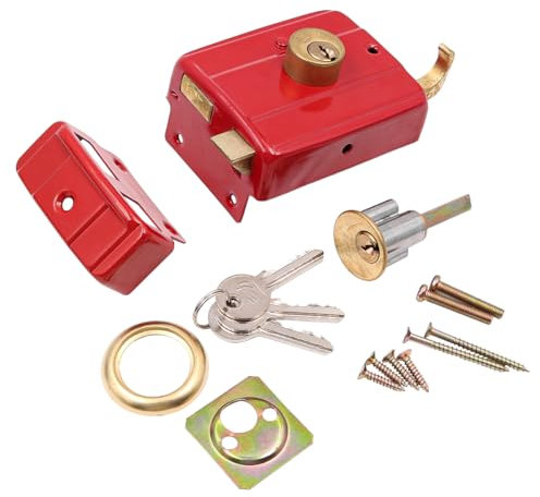 ZONADAH Lucchetto tradizionale con porta a catena, robusto lucchetto di sicurezza rosso con chiavi, serratura di sicurezza esterna, serratura di sicurezza antifurto, serratura multipla