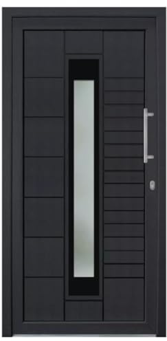 HORI Haustür Kunststoff, aluminium, Komplettset konfigurieren, Hauseingangstür Modern - Farbe: anthrazit (innen weiß) - DIN rechts - Modell: Stripe - 198 x 98 cm