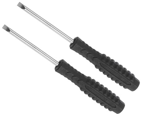 CoCud Destornillador Ranurado Mini, Tamaño de 3.0mm, Longitud de 98mm, Acero al Carbono, Pequeño Destornillador de Cabeza Plana con Mango Antideslizantepara Gafas, 2 Piezas