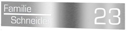 Graviers Design Briefkastenschild aus Edelstahl für Briefkasten selbstklebend - Namensschild Hausnummer Schild personalisiert mit Laserschnitt Gravur