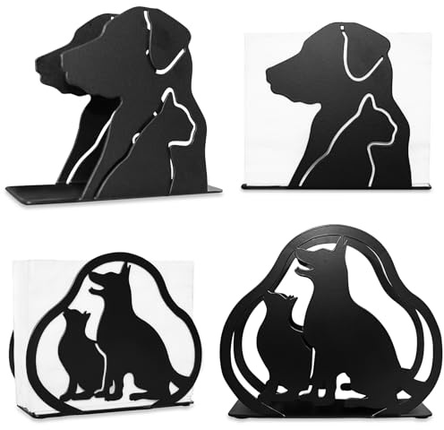Haustiere Serviettenhalter aus Metall,Serviettenspender aus Edelstahl,Freistehender Serviettenhalter,Serviettenständer,Napkin Holder,Geeignet Für Die Dekoration Von Küche, Restaurant und Bar,Schwarz
