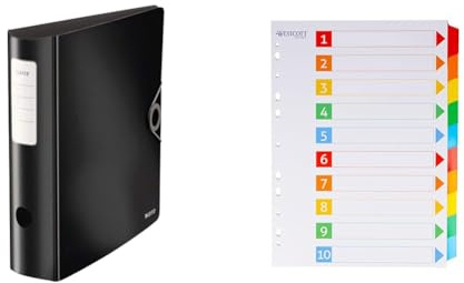 Leitz Qualitäts-Ordner 180° Active Solid, A4, Breit & Westcott Register für Ordner A4 | Trennblätter für Din A4 Ordner
