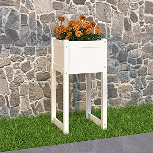 ShGaxin Jardinière Blanc 40x40x81 cm Bois Massif de pin,Jardiniere sur Pieds,Jardiniere Terrasse
