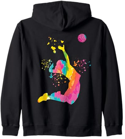 Giocatore di pallavolo Colorsplash Ragazze Bambini Beach Volley Felpa con Cappuccio