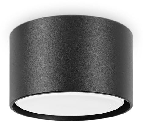 YindaLux LED Surface-Mounted Spotlight Diameter 84 x 50 mm Ceiling Light, 6 W Replaceable GX53 Bulb 3000 K Warm White 660 LM Ceiling Spotlight LED Downlight Black for Bathroom Kitchen
