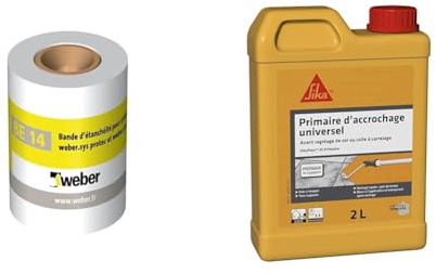 Bande d'étanchéité BE 14 en rouleau de 10m pour traitement des angles et raccords entre sols et murs & SIKA - Primaire d'accrochage universel - Sikafloor 35 Primaire - Avant ragréage de sol