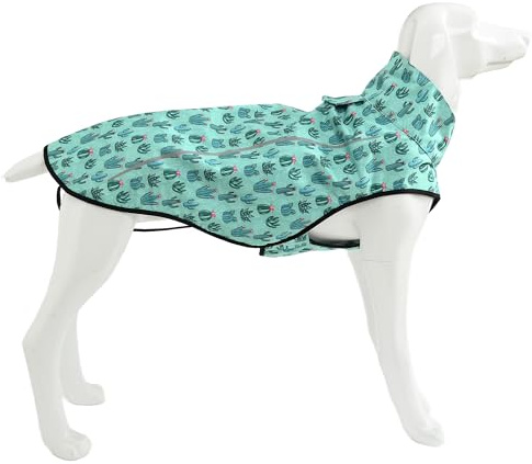 Mile High Life | Regenmantel für Hunde | Verstellbare und wasserdichte Haustierkleidung | Leichte Regenjacke mit reflektierendem Streifen | Einfacher Schrittverschluss, grüner Kaktus