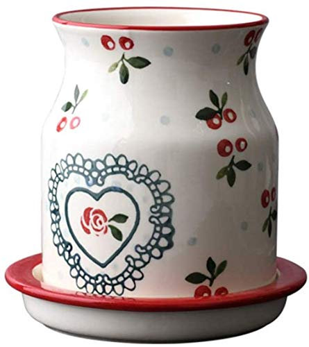 YXUANYZNB Utensili da cucina in ceramica – Organizer per utensili da cucina vintage dal design antico, portaposate in stile country, bianco
