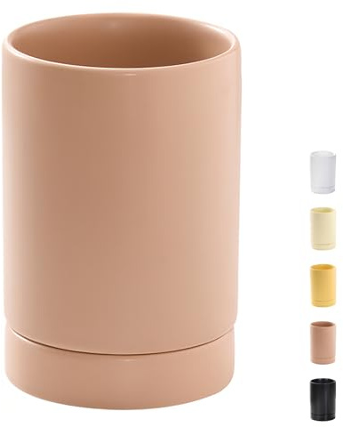 Dowbom Portautensili da cucina per piano di lavoro, organizer per spatole, utensili da cucina in ceramica, portaposate, supporto per bacchette (rosa)