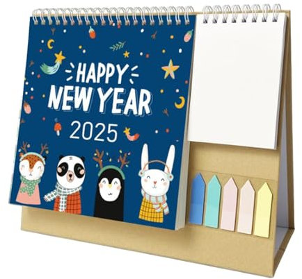 Tischkalender 2025 Quer, Modern Kalender 2025 Tischkalender Mit Notizbuch Und Haftnotizen, Schreibtischkalender 2025, Stehkalender 2025, Wochenplaner Monatsplaner 2025 Für Büro
