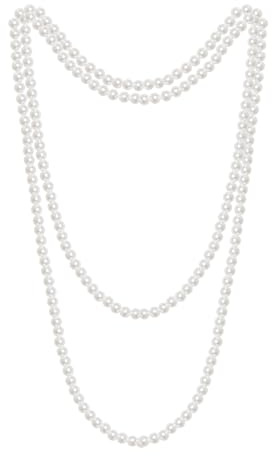 jerbro 1920s Gatsby Kostüm Perlenkette Accessoires Lange Künstliche Perle Halskette für Damen Halloween Fasching Dress Karneval Cosplay Party