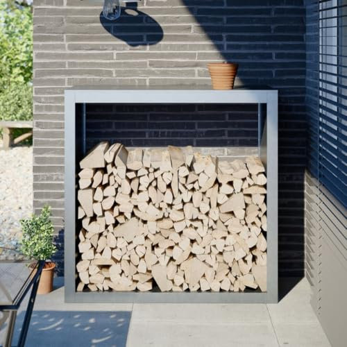 Xichuzi Brennholzregal 100x40x100 cm Verzinkter Stahl, Kaminholzregal Aussen, Holzstapelhilfe, Carport, Sichtschutz Garten, Kaminholzregale - 850973