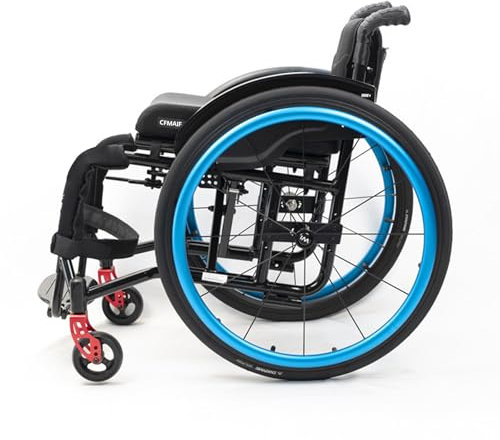 CFMAIF Faltrollstuhl, Rollstuhl Faltbar Leicht Schmal, mit Bremse Aluminium Rollstüh, Selbstantrieb, Für Erwachsene, Behinderte(38cm/14.9in seat,Blue)