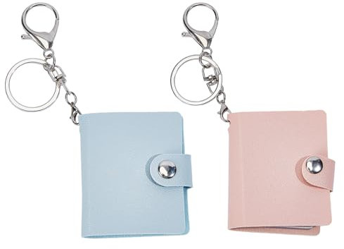NICENEEDED 2 Mini Album Fotografico in Pelle PU con Portachiavi, Piccolo Portachiavi con Libro Fotografico, Album Fotografico, Portachiavi con Album Fotografico, Portachiavi Tasche