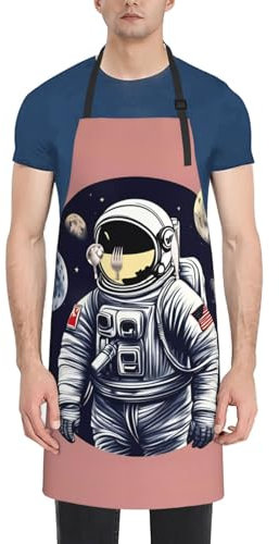 VPPUR Arbeitsschürze mit Astronaut auf dem Mond, 71,1 x 83,8 cm, wasserdicht, für Erwachsene, stilvoll, funktional, Malschürze, Schwarz, Einheitsgröße