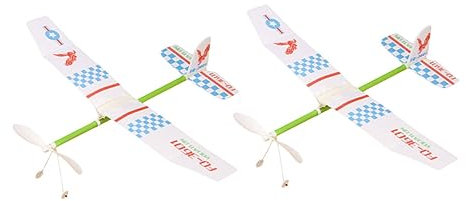 Sosoport Rubber Band Powered Glider Plane Model Educational Toy for Kids Outdoor Flying Plaything 2pcs Pattern Elastic Band Airplane Kit for Boys and Girls Assorted style