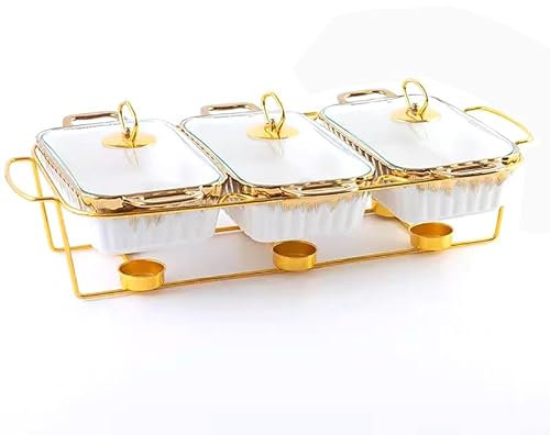 Set di scaldavivande da buffet, lussuosi vassoi scaldavivande in acciaio inox, per matrimoni, feste e banchetti