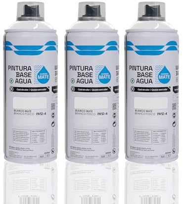 BESCH Pintura en Spray Base Agua 400ml – Ecológica, Sin Olor, para Madera, Plástico, Metal y Cartón – Cobertura Uniforme y Secado Rápido - Blanco Mate, Pack de 3 unidades