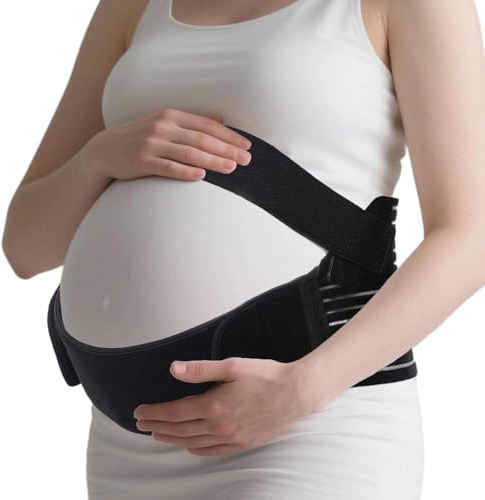 DOEOMK Ceinture Grossesse Femme Enceinte, Ceintures Abdominale Soutien Abdominal Et Dorsal, Pour Grossesse Post Partum Soulage Douleurs, Ceinture Lombaire Femme Enceinte Voiture (Noir, XL)