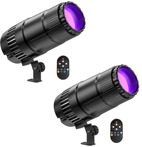 2PCS LED Pinspot Licht 30W RGBW Pinspot LED 4 Modi Spiegelkugelprojektor mit Fernbedienung Mini Strahl Spot für Party Hochzeit Bar Diskotheken