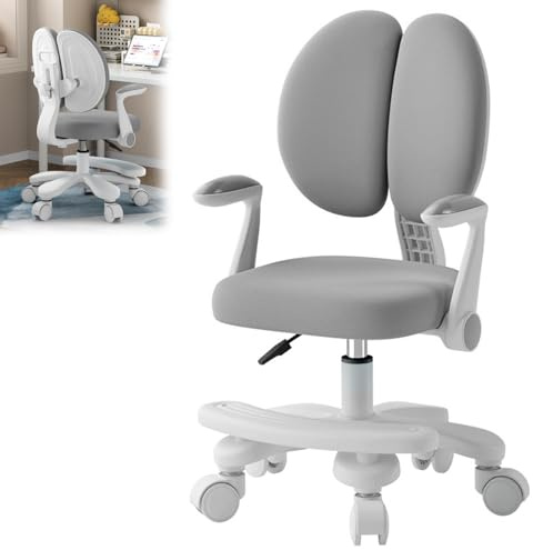 TAZZOR Silla de escritorio infantil, altura ajustable, silla giratoria ergonómica para niñas y niños, cómoda silla de aprendizaje para habitación infantil (modelo de actualización (manillar + pasos