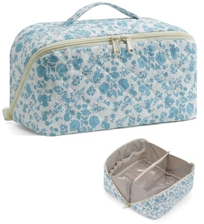 Wandering Nature Neceser Mujer Grande Maquillaje Impermeable – Bolsa de Cosméticos de Viaje con Separador Transparente, Múltiples Compartimentos y Asa – Organizador de Belleza Ideal para Regalar