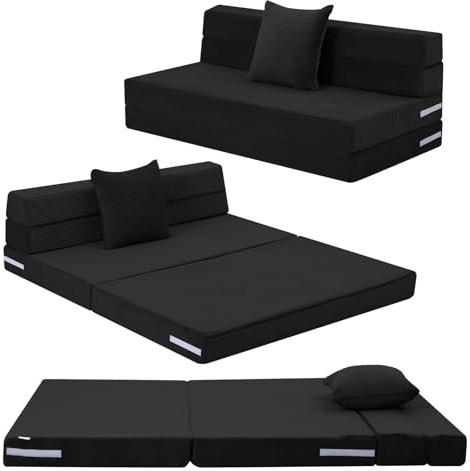 MeMoreCool Klappmatratze für Doppelbett, 190 x 135 cm, hochdichter Schaumstoff, ausklappbar, für Sofa, Stuhl, Z-Bett, faltbare Futon-Matratze, Bodenliege, Gäste-Couch-Bett zum Schlafen, Reisen, 13 cm