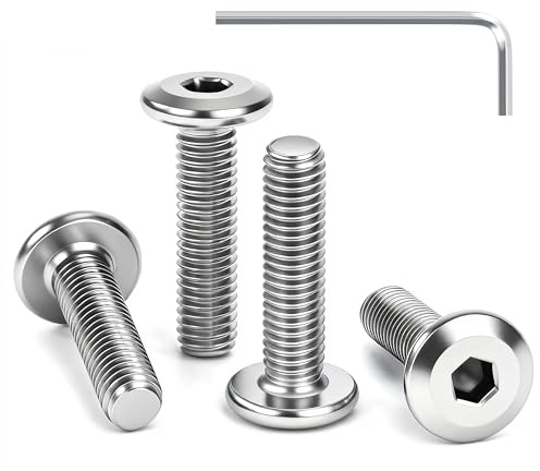 GUNGY 25 Piezas Tornillos de Cabeza Plana M5 x 12 mm Tornillos Allen Cabeza Hexagonal de Acero Inoxidable A2 V2A Perno de Muebles con Llave Rosca Completa