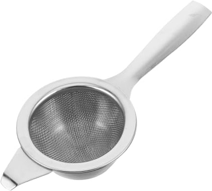 Zerodeko Filtro per Tè Rete Fine in Acciaio con Manico lungo Ergonomico e Vassoio Setaccio per Infusore Foglie Sfuse Spezie e Cocktail Strainer Mano Compatto per Cucina e Bar
