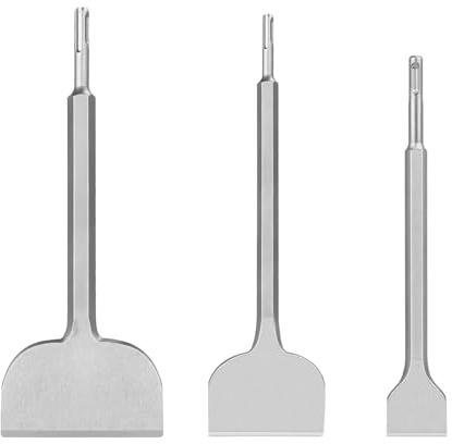 SDS Plus 3-Piece Chisel Set, Premium Tile Chisel 40 x 250 mm, Flat Chisel 75 x 250 mm & Chisel 100 x 280 mm, SDS Plus Chisel Set, Durable & Sharp for Tiles, Tile Adhesive, Concrete, Natural Stone