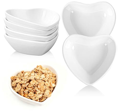 GOIEHIR Set Ciotole in Ceramica a Forma di Cuore,Confezione da 6 Piatti per Salsa di Soia, Mini Ciotole, Piatti per Condimenti, per Sushi, Spezie, Piatti da Portata