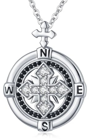 OHAYOO kompass kedja damer 925 sterlingsilver kompass hänge halsband examen smycken födelsedag present till kvinna fru
