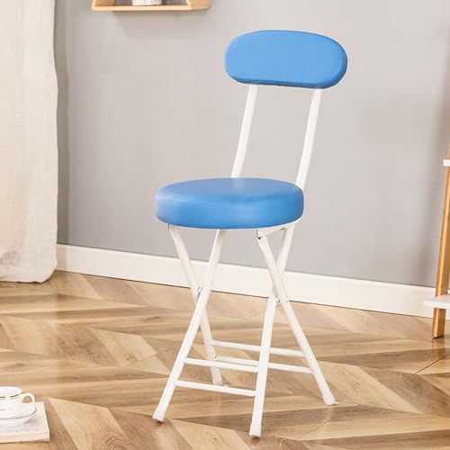 Comodo sgabello pieghevole con schienale, sedie salvaspazio per interni, cuscino imbottito, portatile, blu, sedia pieghevole per uso domestico, leggero e facile da riporre