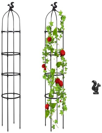 HEEPDD Treillis de Jardin pour Plantes Grimpantes en Extérieur, Antirouille, Facile à Installer, Blanc, élégant, Rond, Robuste, en Métal, pour Plantes D'intérieur, pour Lierre, Pothos, (90)