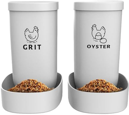 Chicken Feeder Spill-Proof Oyster Shell Grit Feeding Box Wall | 2-Piece Automatic Chicken Food Dispenser Duck Feeder Feeding Box Coop Accessories for Backyard Indoor Outdoor Fence Farms