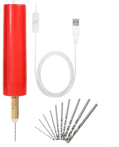 Juego de taladro eléctrico con 13 brocas, rectificadora manual para hacer joyas de resina, kit de pulido para arcilla polimérica, taladro para madera acrílica (rojo)